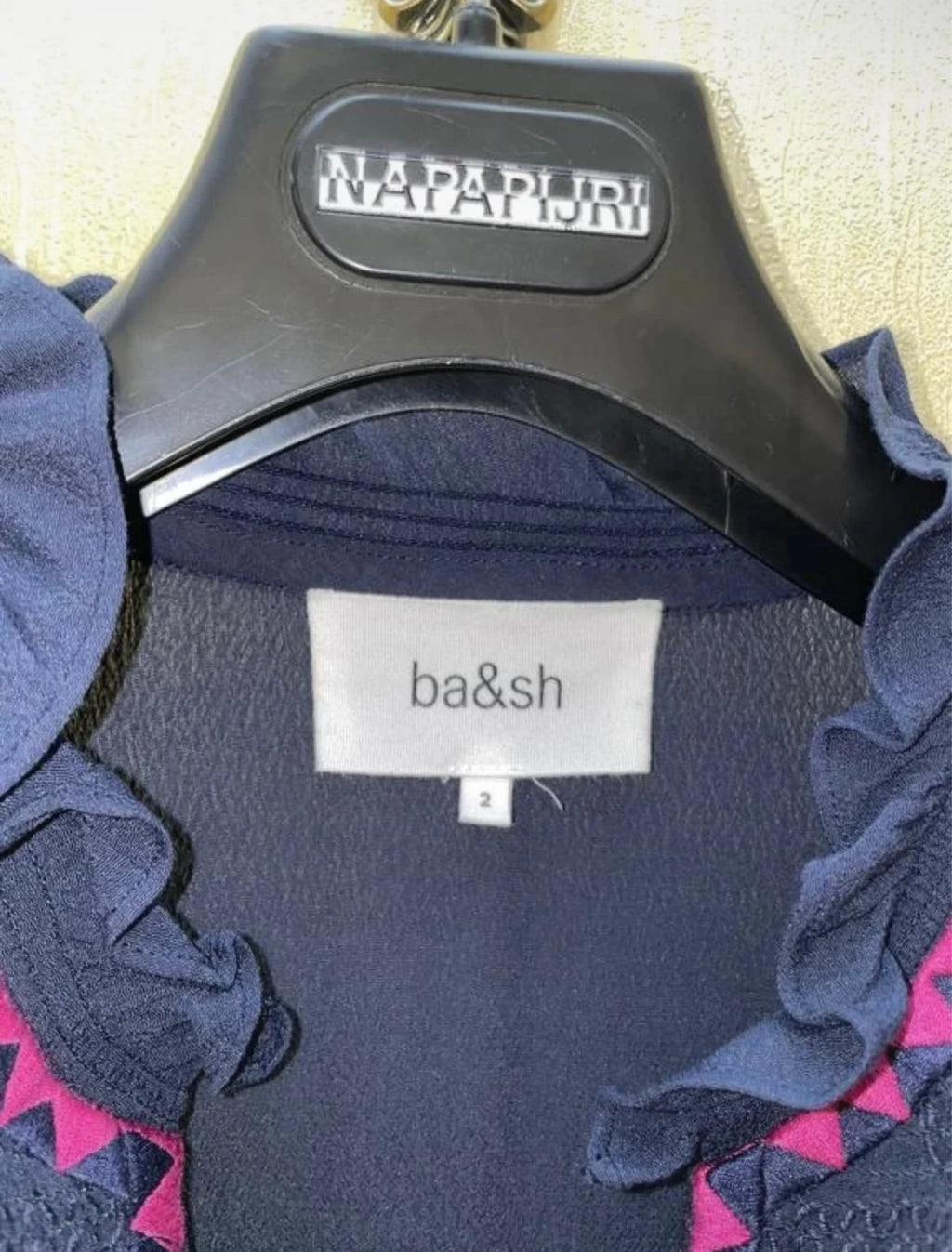 Ba&sh navy blue embroidered viscose dress - view 3