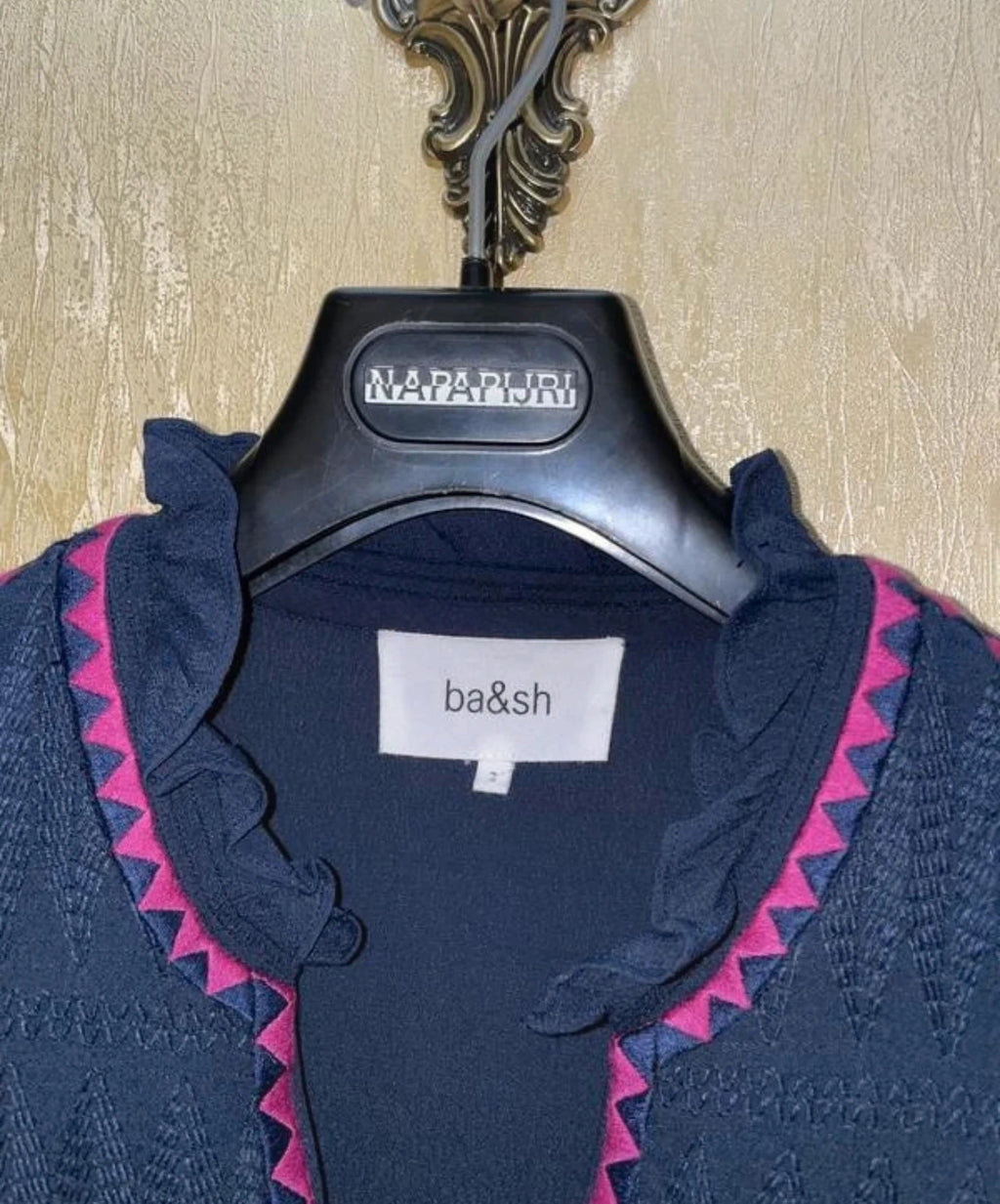 Ba&sh navy blue embroidered viscose dress - view 2