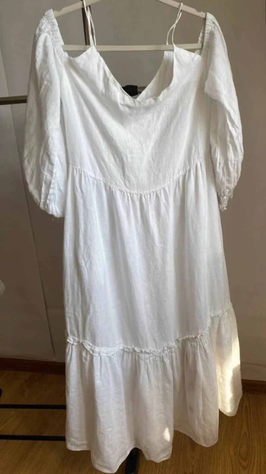 Lee Pfayfer white linen embroidered long dress - view 6