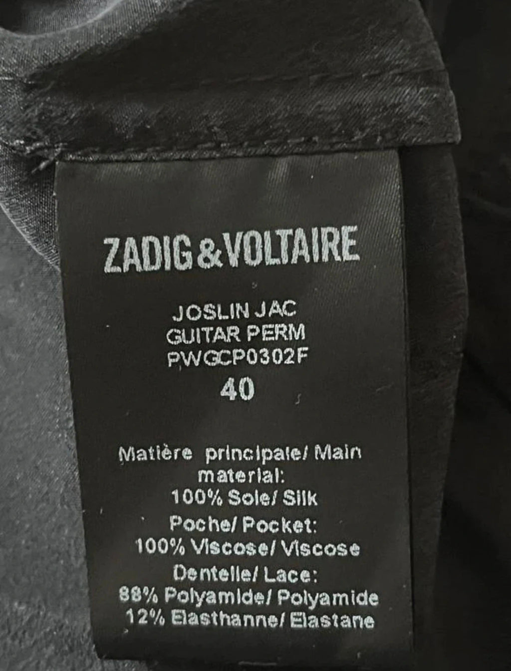 Zadig & Voltaire joslin jac guitar black silk skirt - view 3