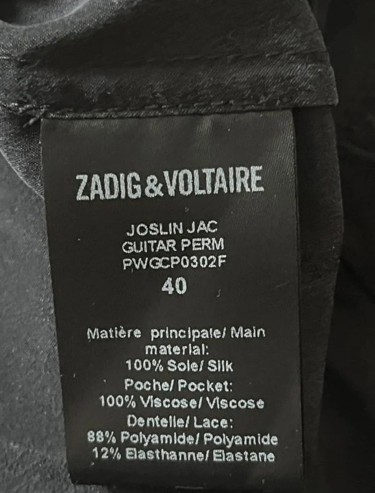 Zadig & Voltaire joslin jac guitar black silk skirt - view 3