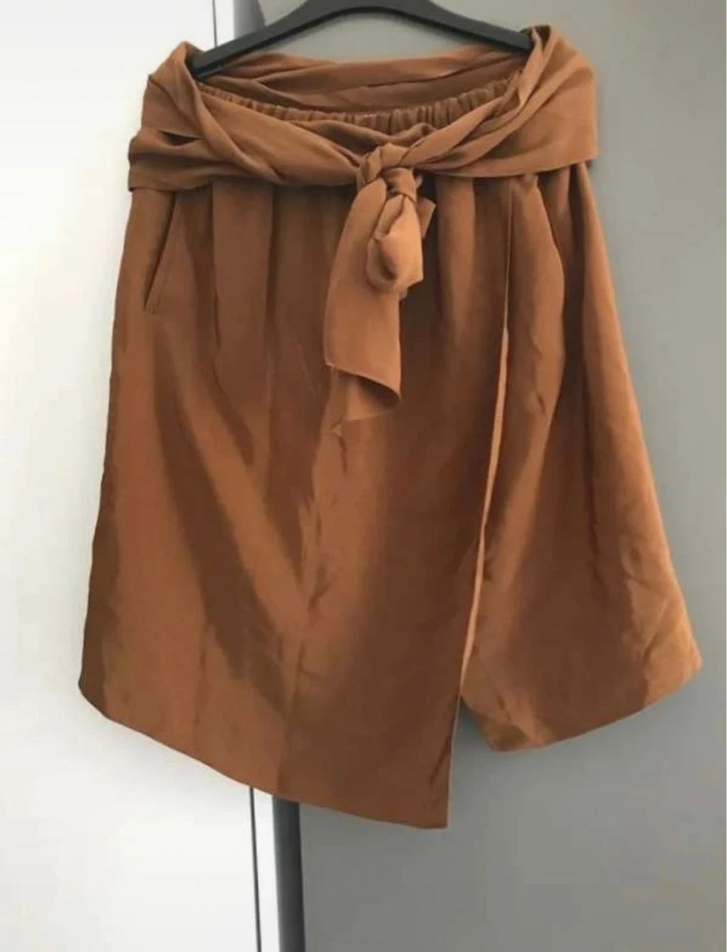 Vanessa Bruno brown silk wrap skirt