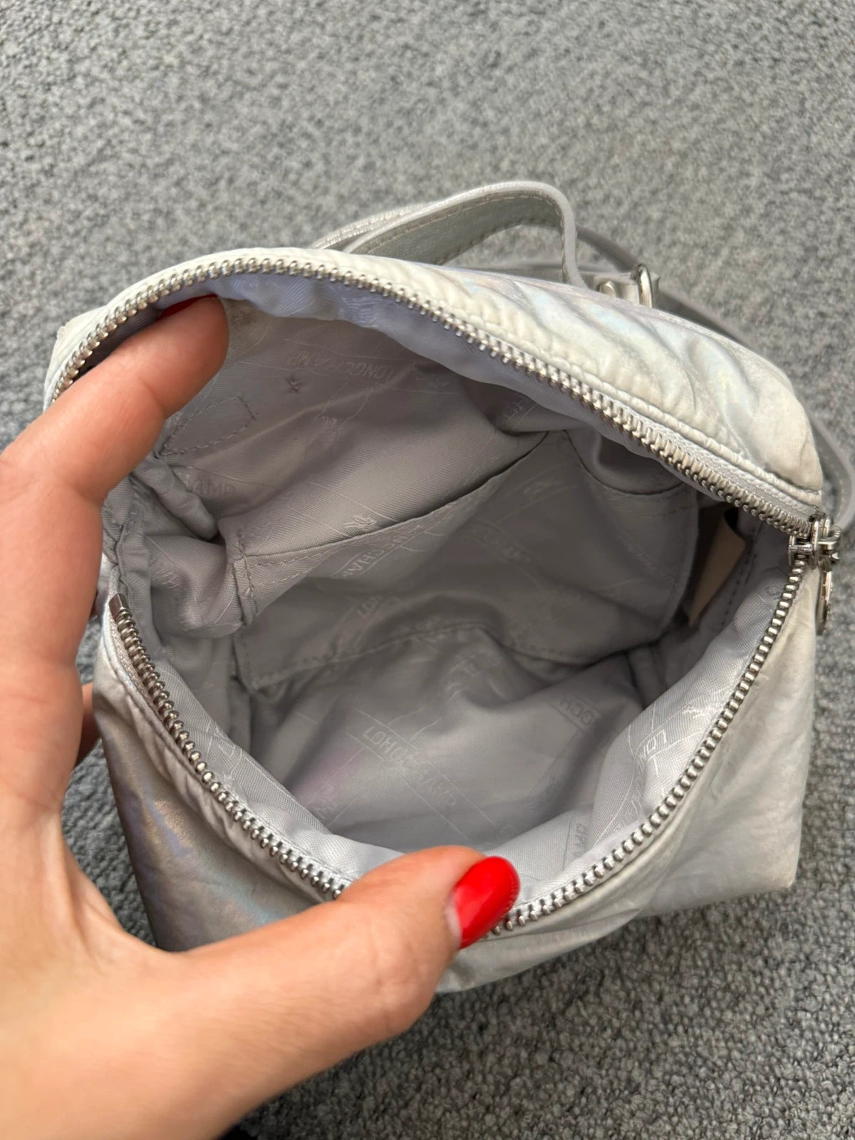 Longchamp silver grey leather crossbody bag - view 14