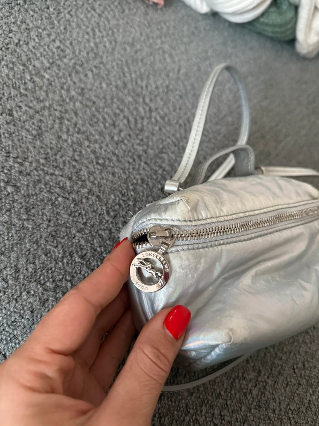 Longchamp silver grey leather crossbody bag - view 6
