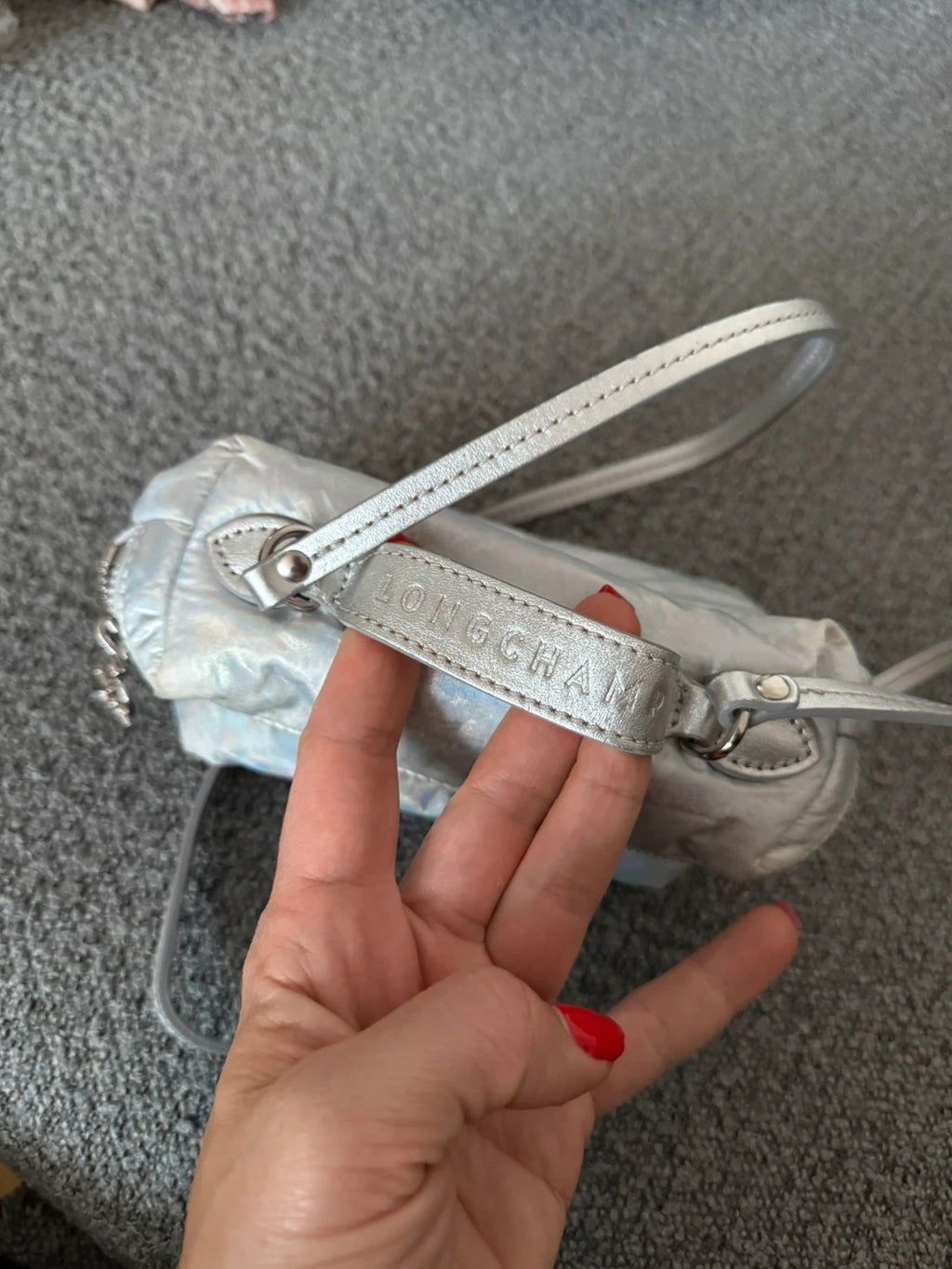 Longchamp silver grey leather crossbody bag - view 5
