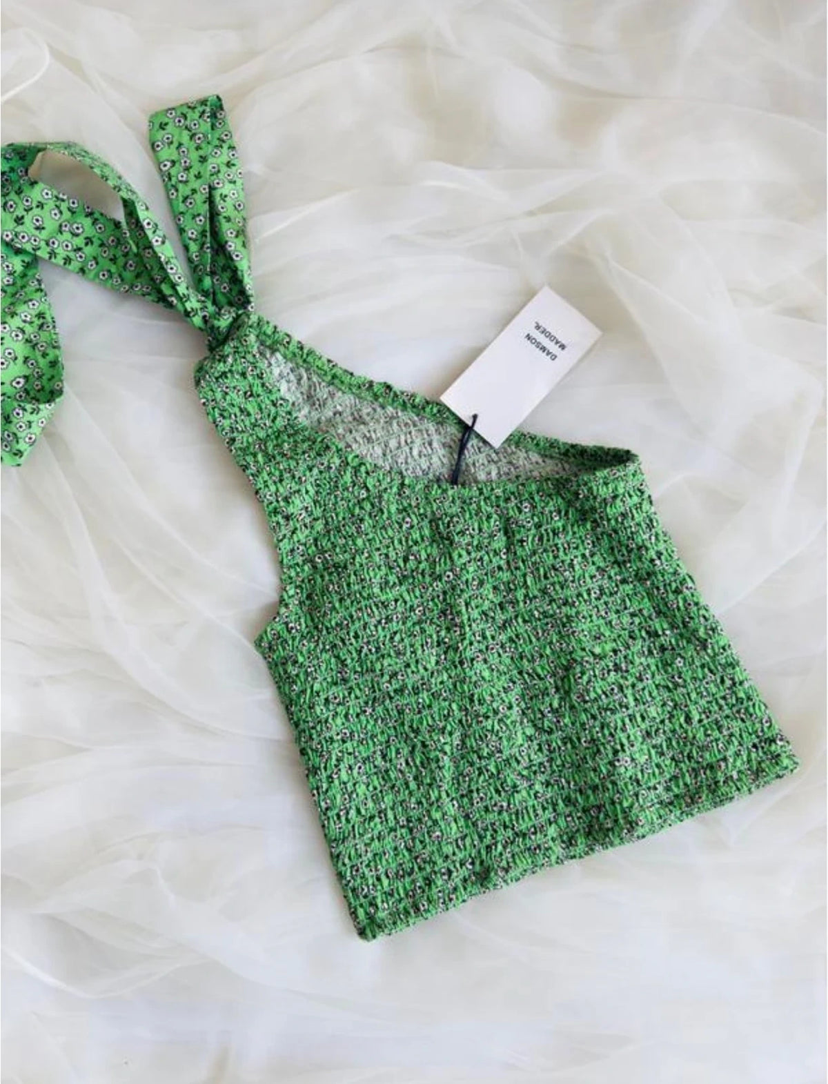 Damson Madder new green one shoulder top