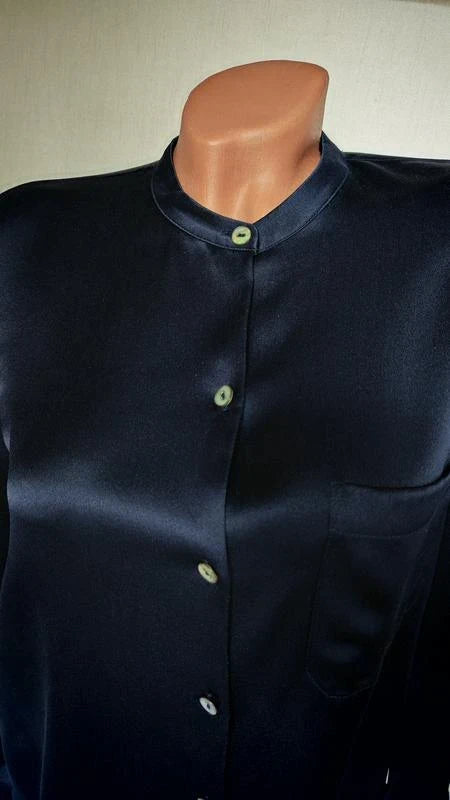 Vince navy silk shirt - view 3