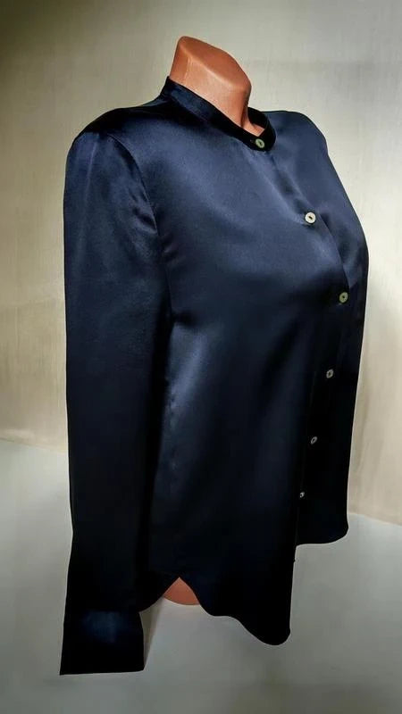 Vince navy silk shirt - view 2