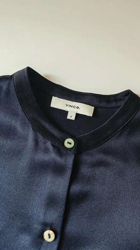 Vince navy silk shirt - view 4