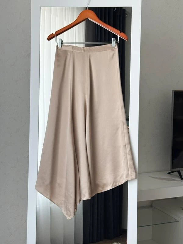 Joseph Selena beige textured silk satin asymmetric skirt