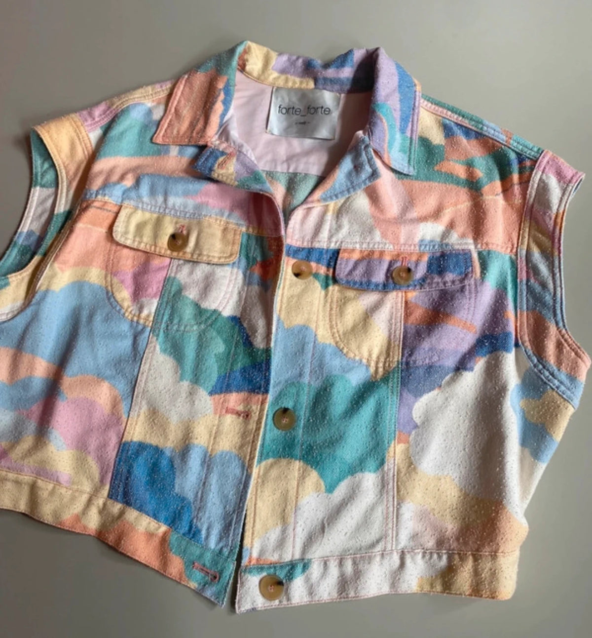 Forte Forte pastel colourful cotton sleeveless jacket - view 2