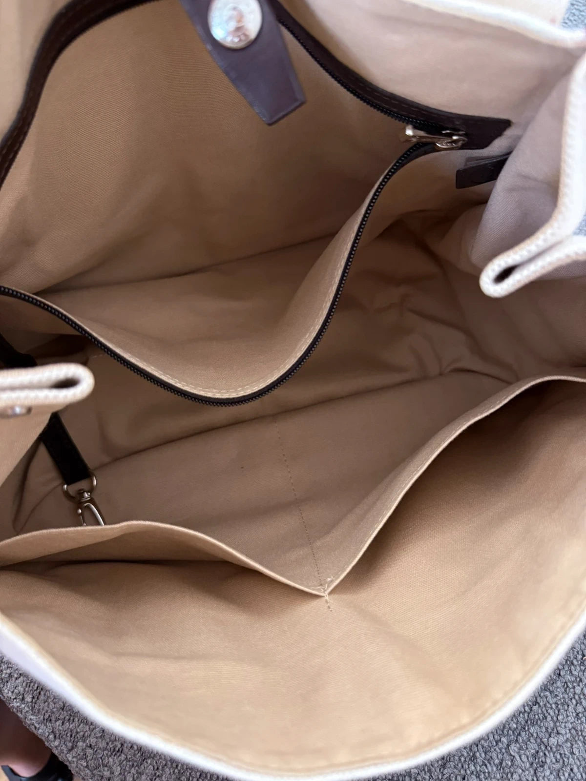 Longchamp balzane burgundy leather white fabric big bag - view 17
