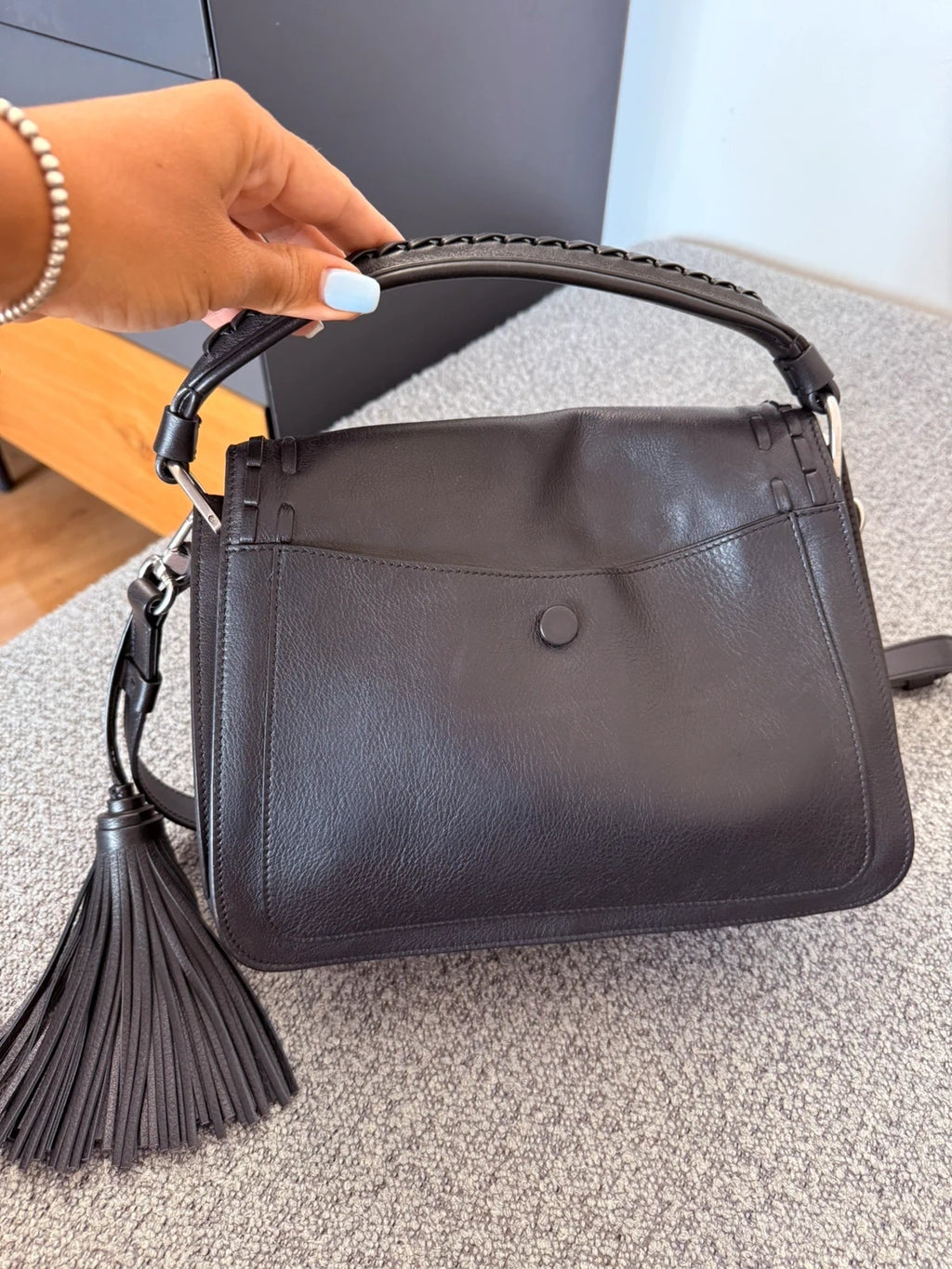 Tod's double T black leather handbag /crossbody bag - view 9
