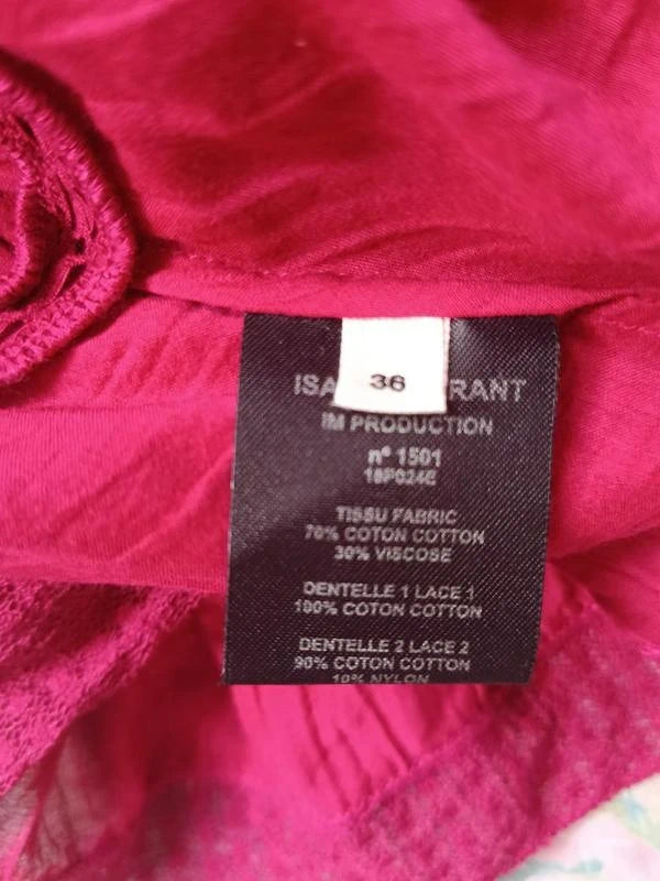 Isabel Marant Étoile viscose cotton blend burgundy lace top blouse - view 4