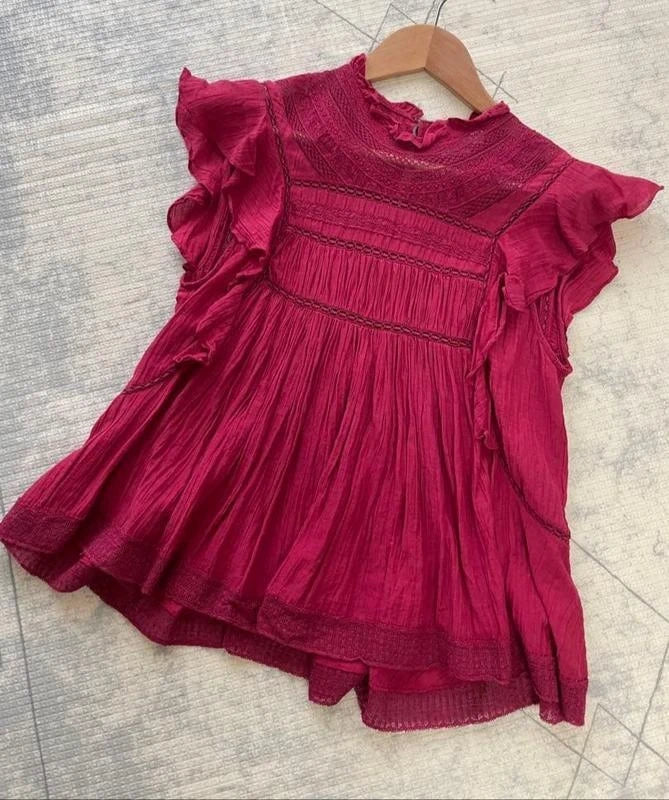 Isabel Marant Étoile viscose cotton blend burgundy lace top blouse