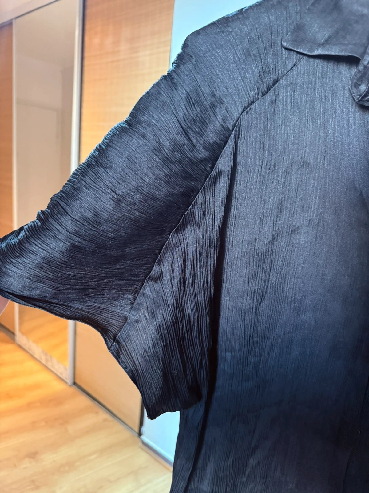 (Nude) black long acetate silk dress - view 2