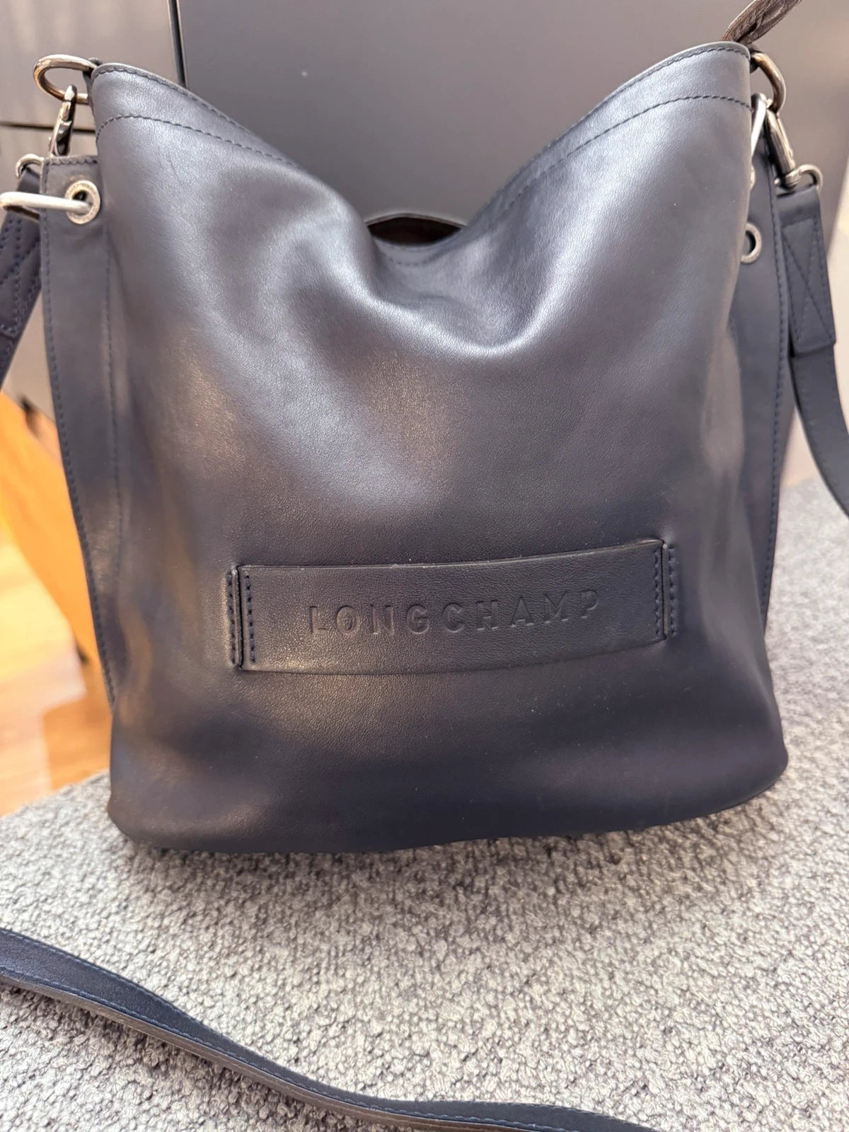 Longchamp 3D navy blue leather crossbody bag - view 3