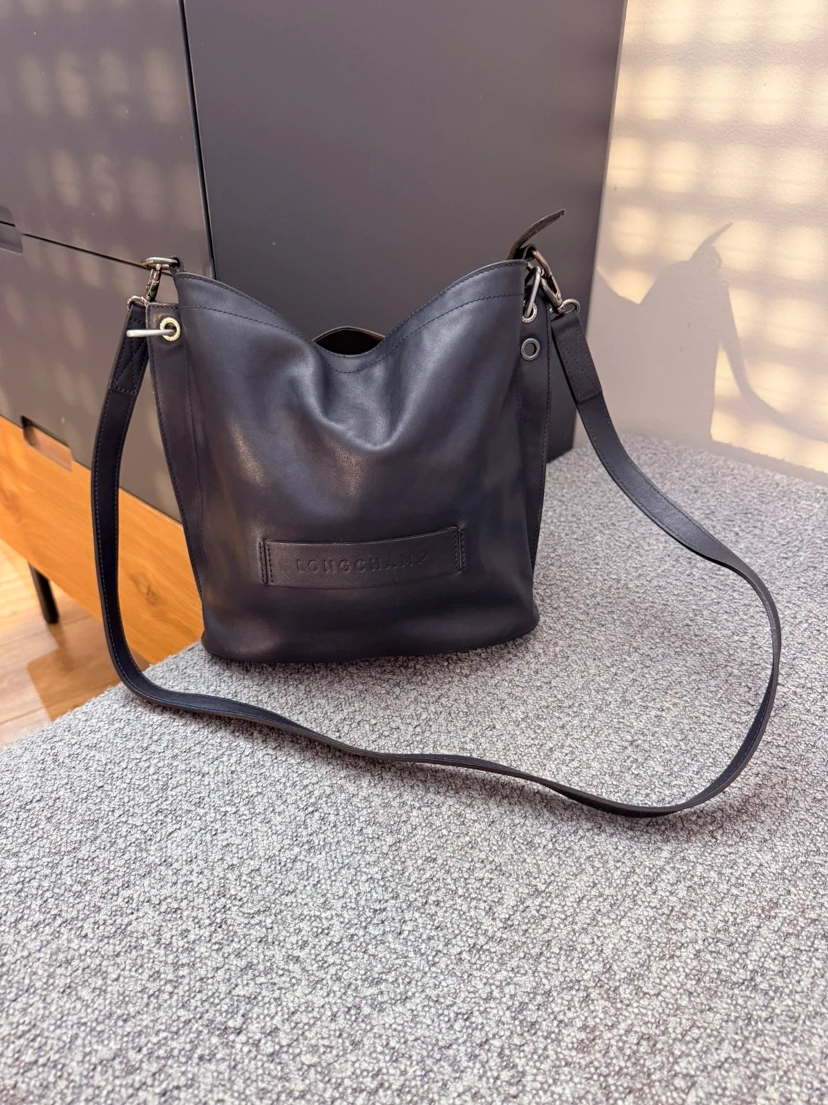 Longchamp 3D navy blue leather crossbody bag - view 2