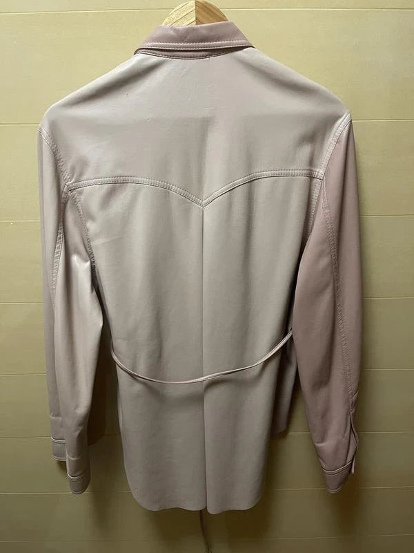 Nanushka two-tone pink vegan leather belted shirt - view 2