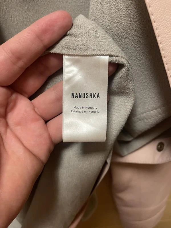 Nanushka two-tone pink vegan leather belted shirt - view 6