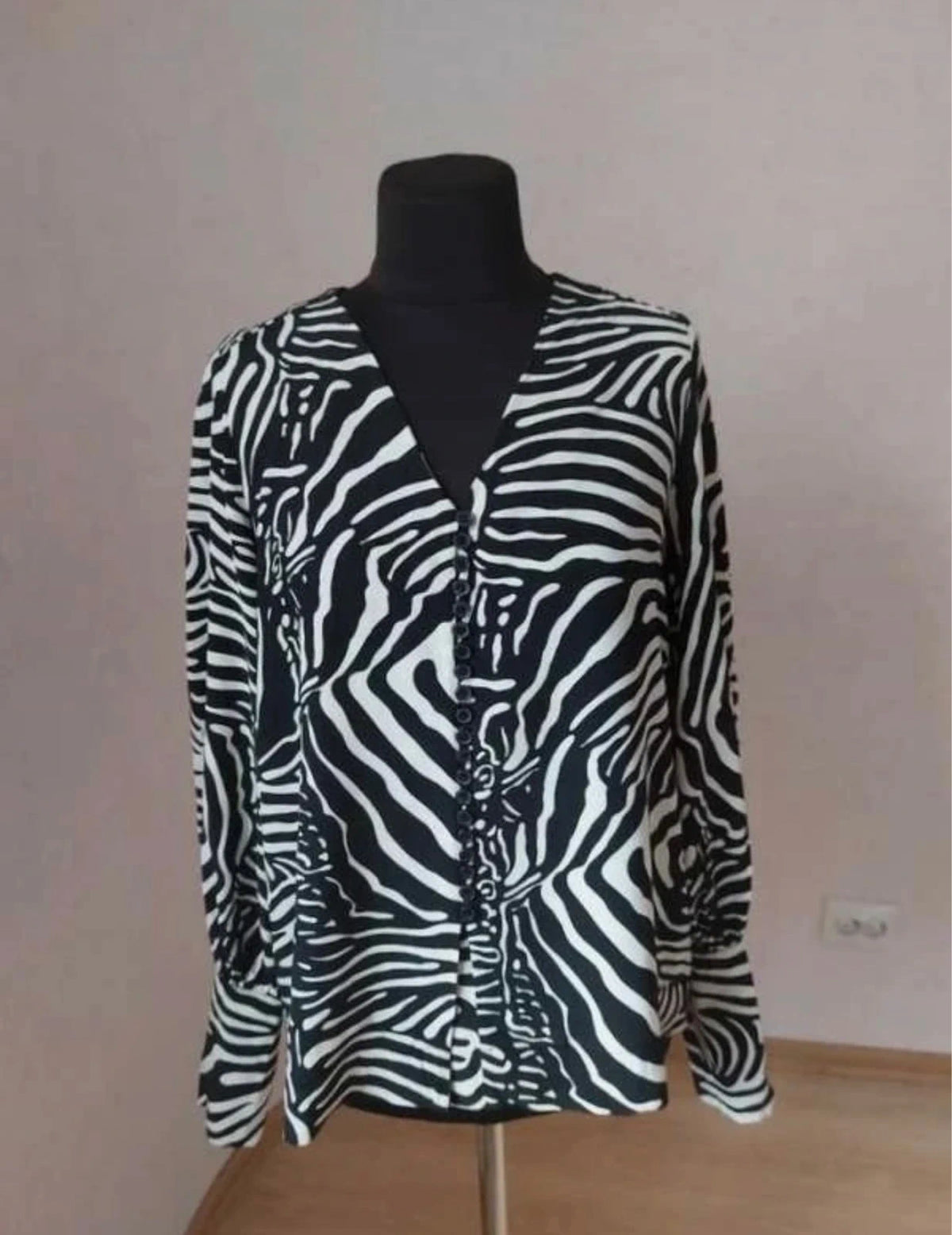 By Malene Birger black white viscose zebra blouse