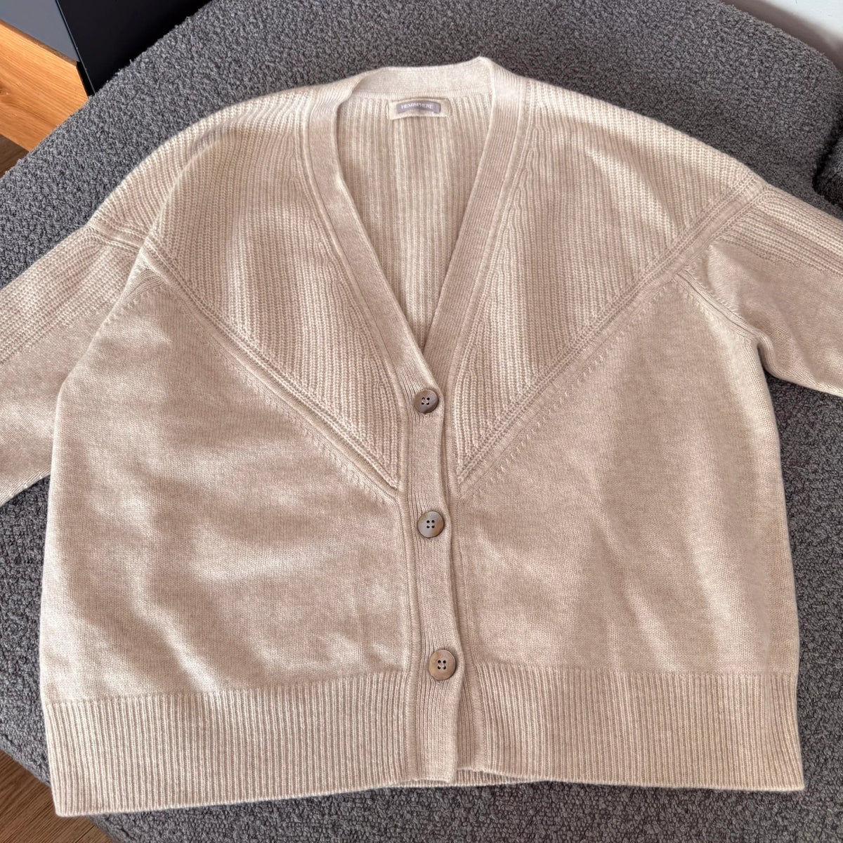 Hemisphere wool cashmere beige cardigan - view 2