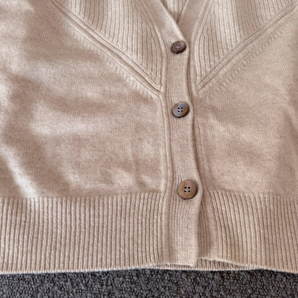 Hemisphere wool cashmere beige cardigan - view 3