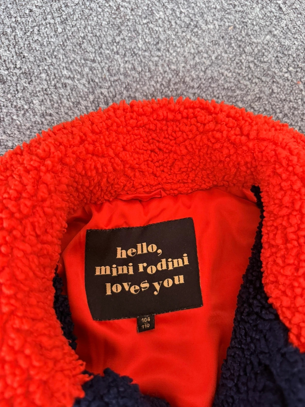 Mini Rodini faux fur jacket blue red - view 5