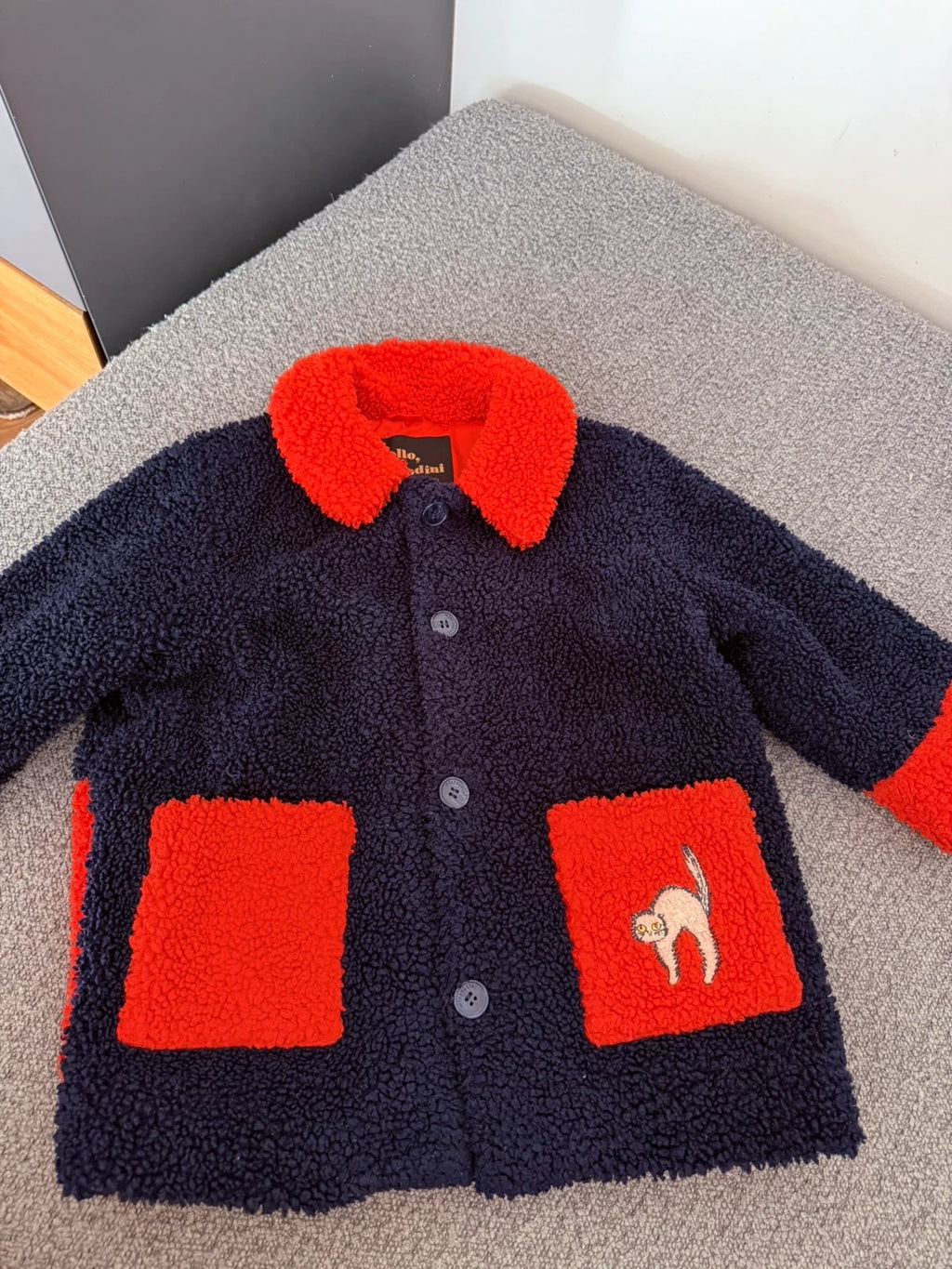 Mini Rodini faux fur jacket blue red - view 2