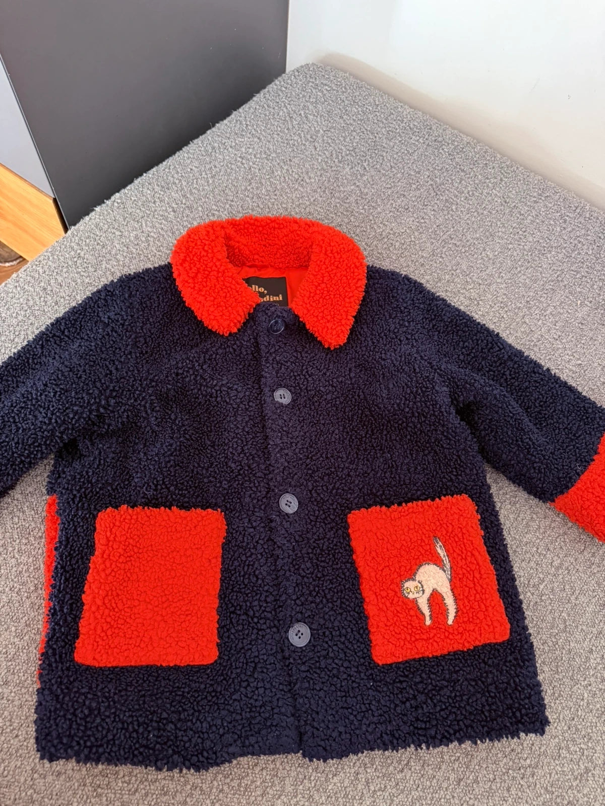 Mini Rodini faux fur jacket blue red - view 2