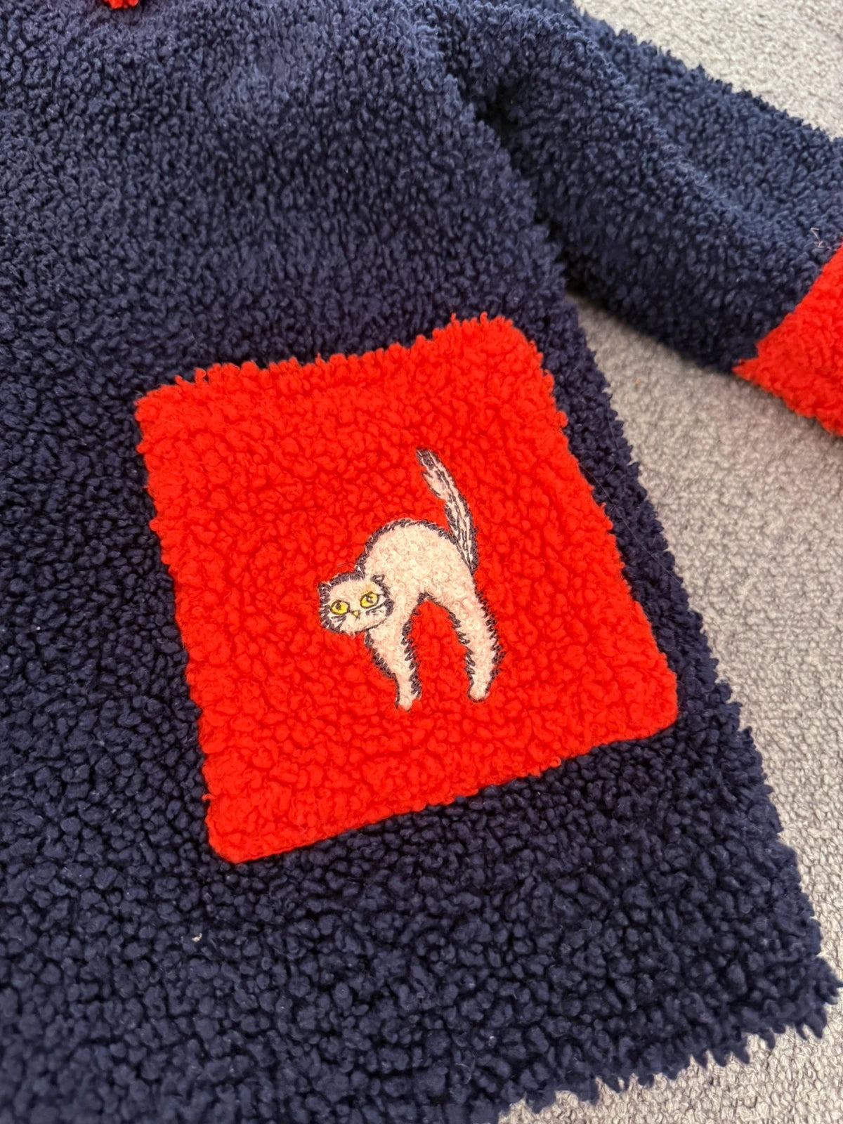 Mini Rodini faux fur jacket blue red - view 3