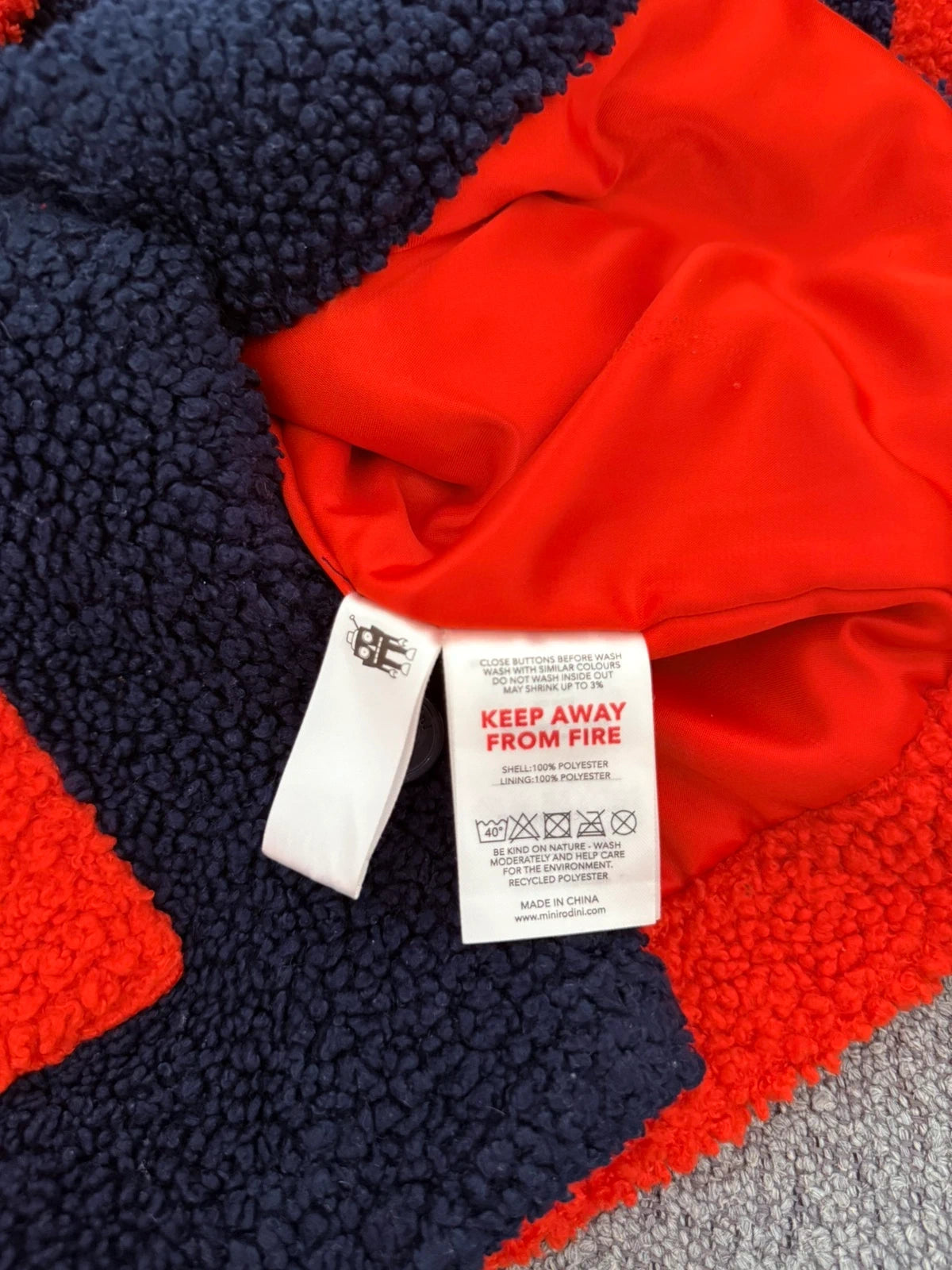 Mini Rodini faux fur jacket blue red - view 6