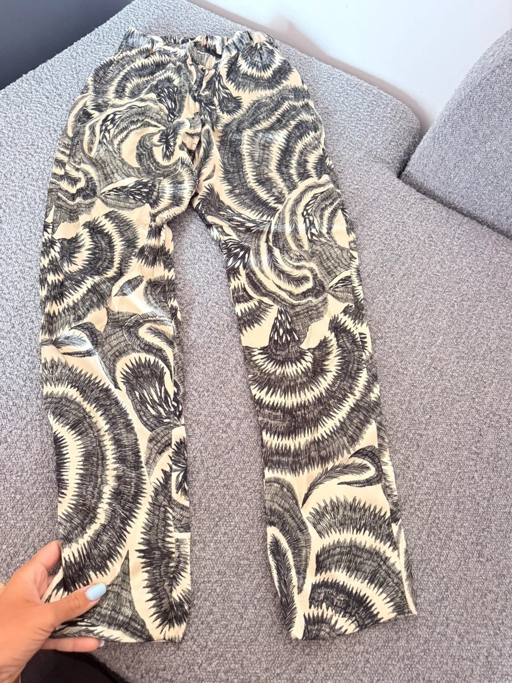 Dries van Noten beige viscose acetate fluid trousers