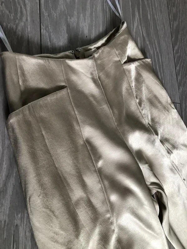 By Malene Birger gold viscose high-waisted trousers - view 2