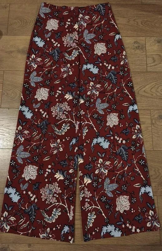 Diane von Furstenberg burgundy viscose silk trousers
