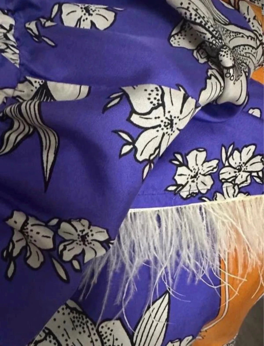 P.A.R.O.S.H. purple silk trousers with ostrich feathers - view 5