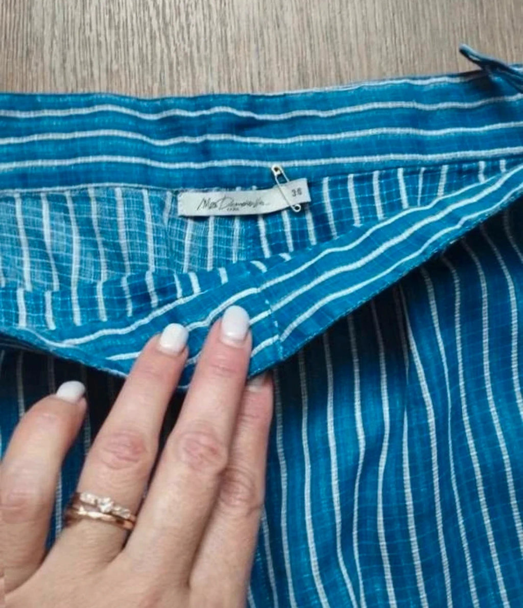 Mes Demoiselles Ethan blue striped cotton trousers - view 2