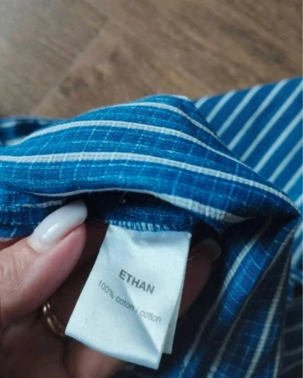 Mes Demoiselles Ethan blue striped cotton trousers - view 4