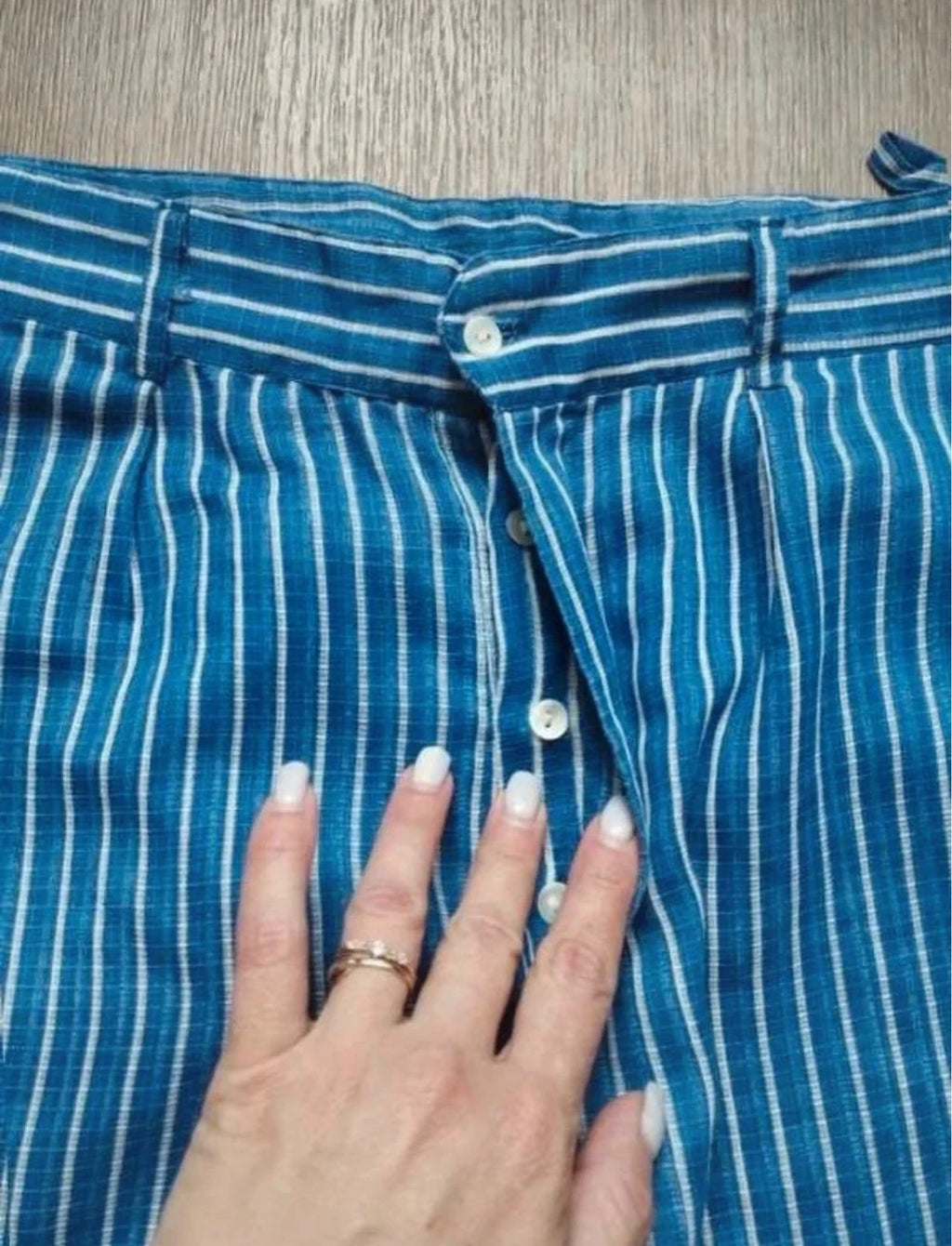 Mes Demoiselles Ethan blue striped cotton trousers - view 3