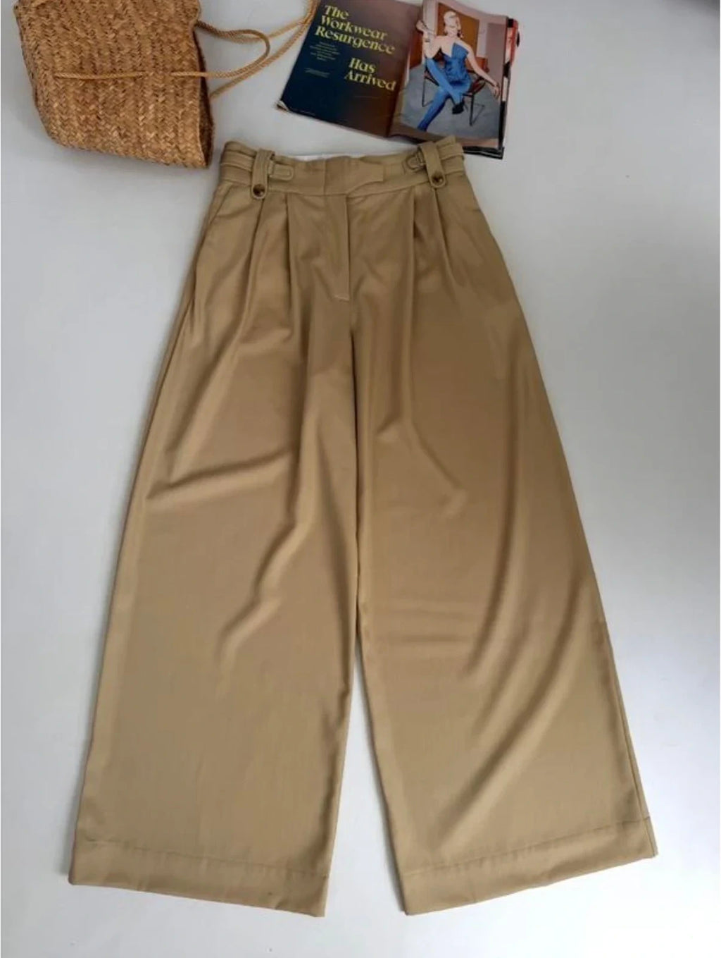 By Malene Birger beige wool high-waisted wide-leg trousers - view 2