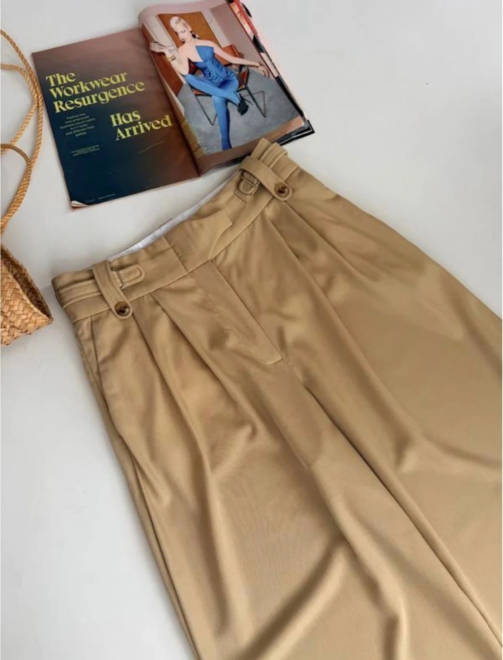 By Malene Birger beige wool high-waisted wide-leg trousers - view 3