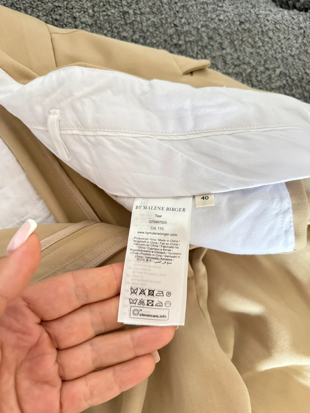 By Malene Birger beige wool high-waisted wide-leg trousers - view 7