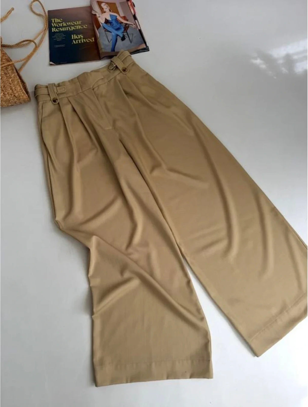 By Malene Birger beige wool high-waisted wide-leg trousers - view 5