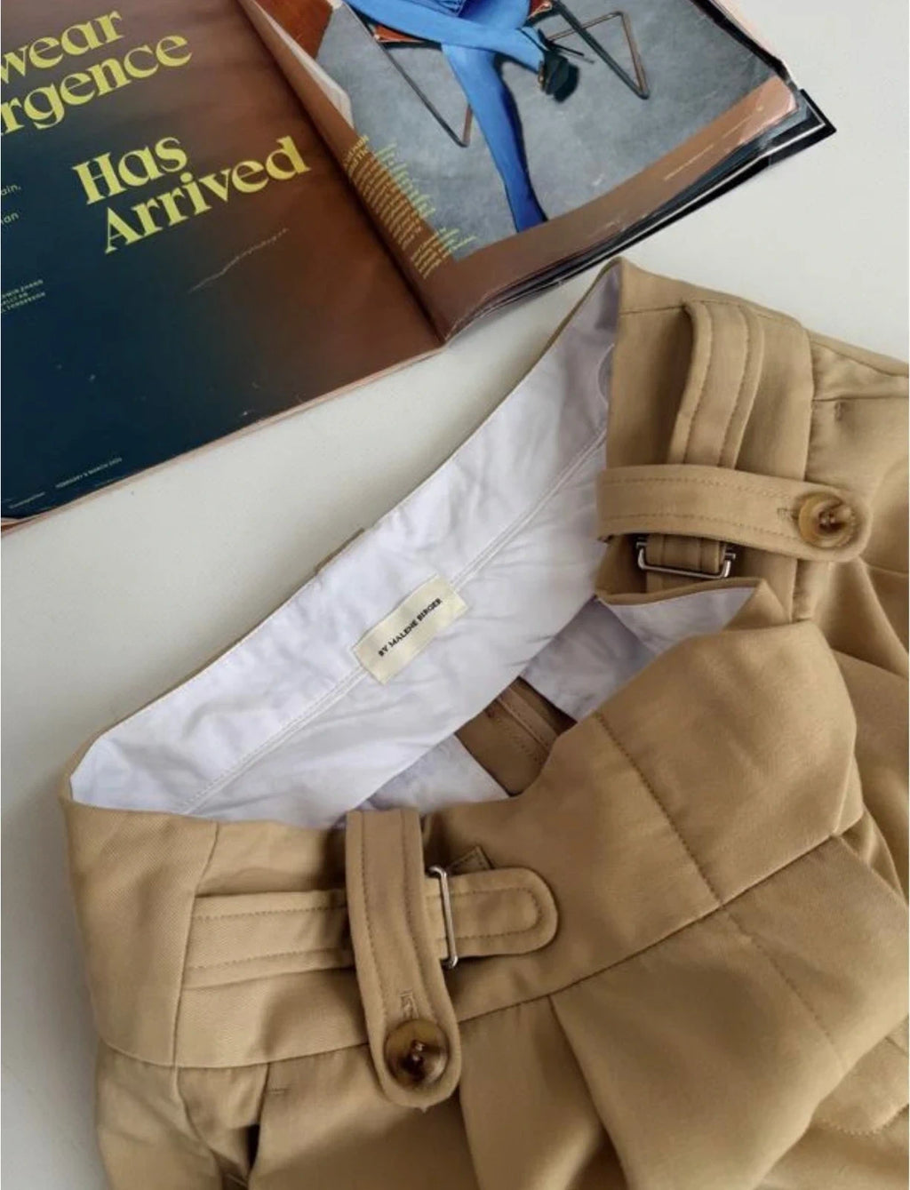 By Malene Birger beige wool high-waisted wide-leg trousers - view 4