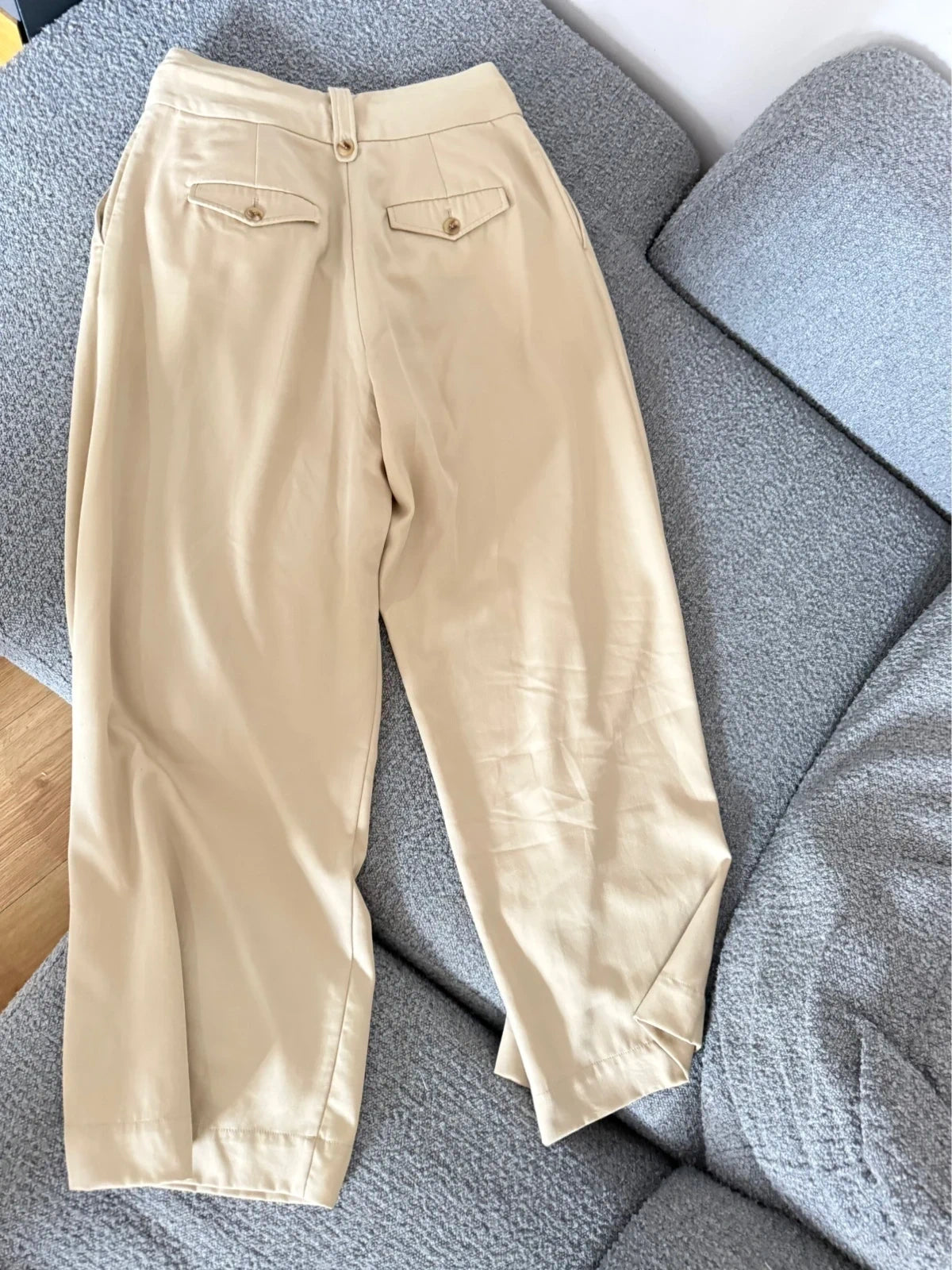By Malene Birger beige wool high-waisted wide-leg trousers - view 9