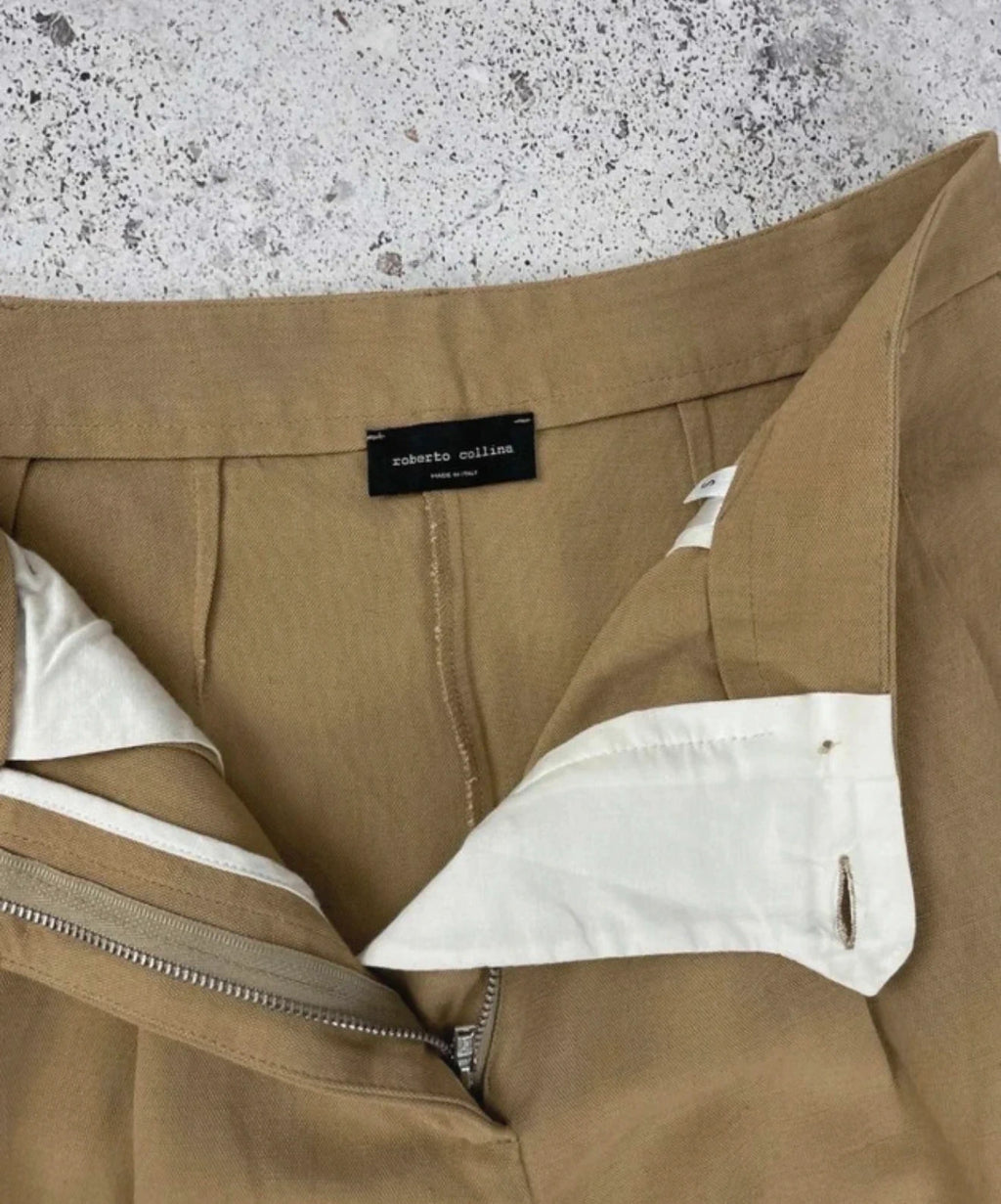 Roberto Collina mustard viscose linen wide-leg trousers - view 5