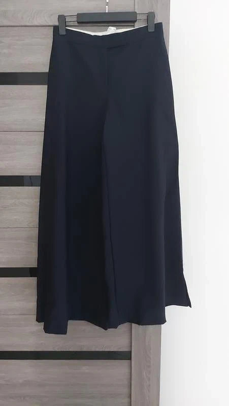Max Mara navy wool mohair trousers with side slit