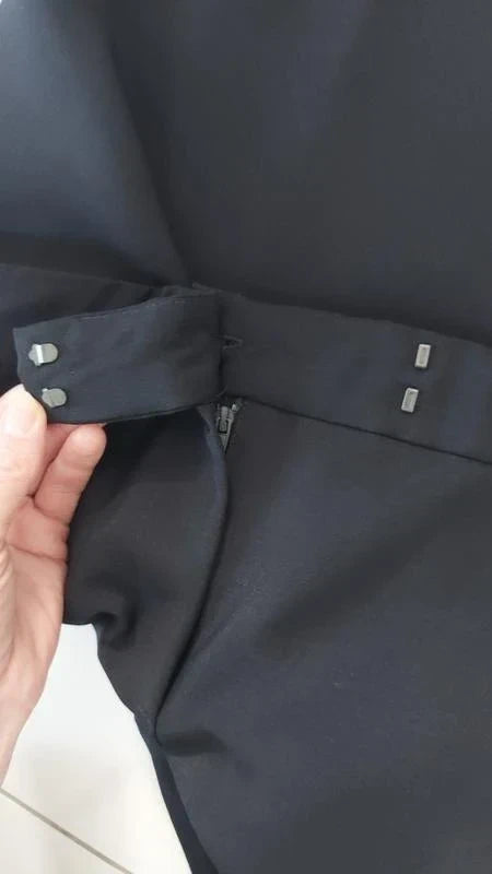 Max Mara navy wool mohair trousers with side slit - view 5