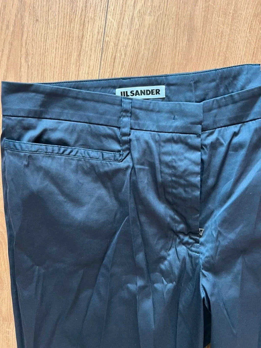 Jil Sander navy stretch cotton trousers - view 2