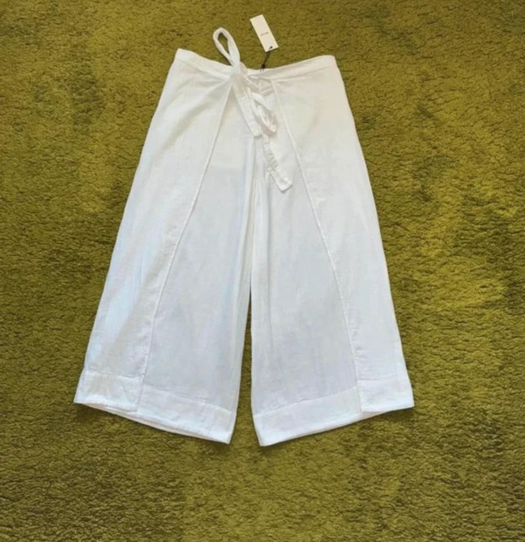 ME+EM white cotton wrap trousers - view 6